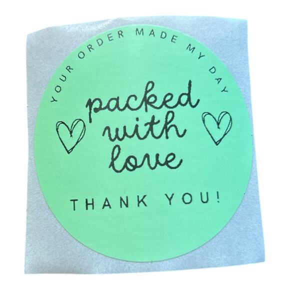 Set of 100 2" Round Handmade "Packed with Love" Stickers - Picture 6 of 8